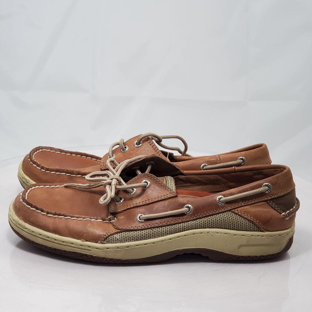 Sperry Billfish Boat Shoes Men 9 Brown Leather Mesh Top-Sider Nautical Comfort